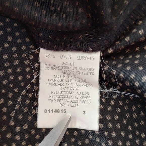 Vintage 90s Blazer Leslie Fay Dresses Brown & Cream Polka Dot Statement Blazer - Picture 3 of 6